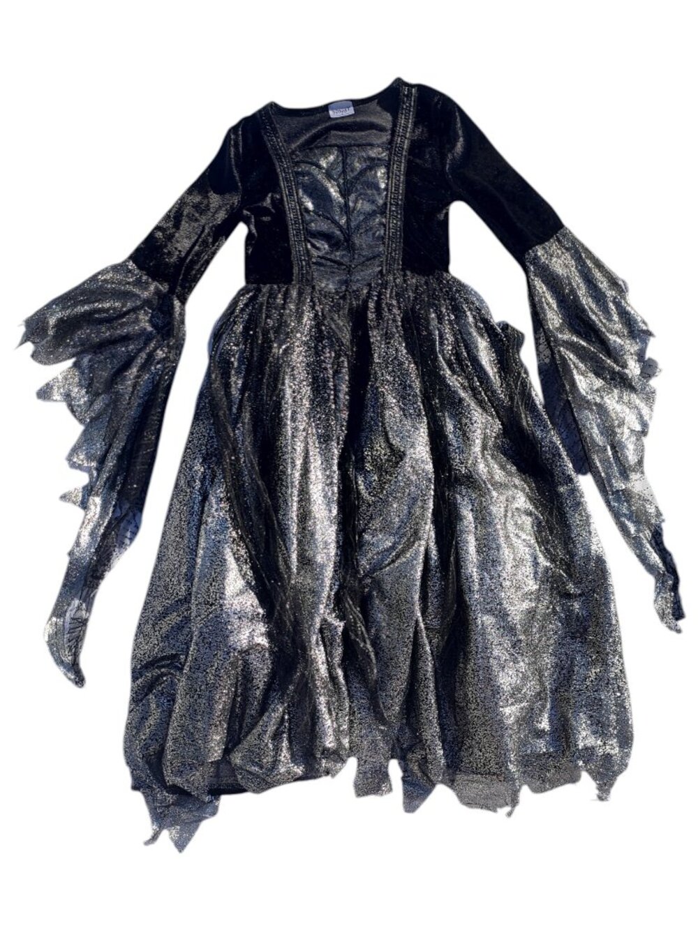 Spirit Halloween Gothic Witch Costume Black and Silver Girl's/Children's Size S